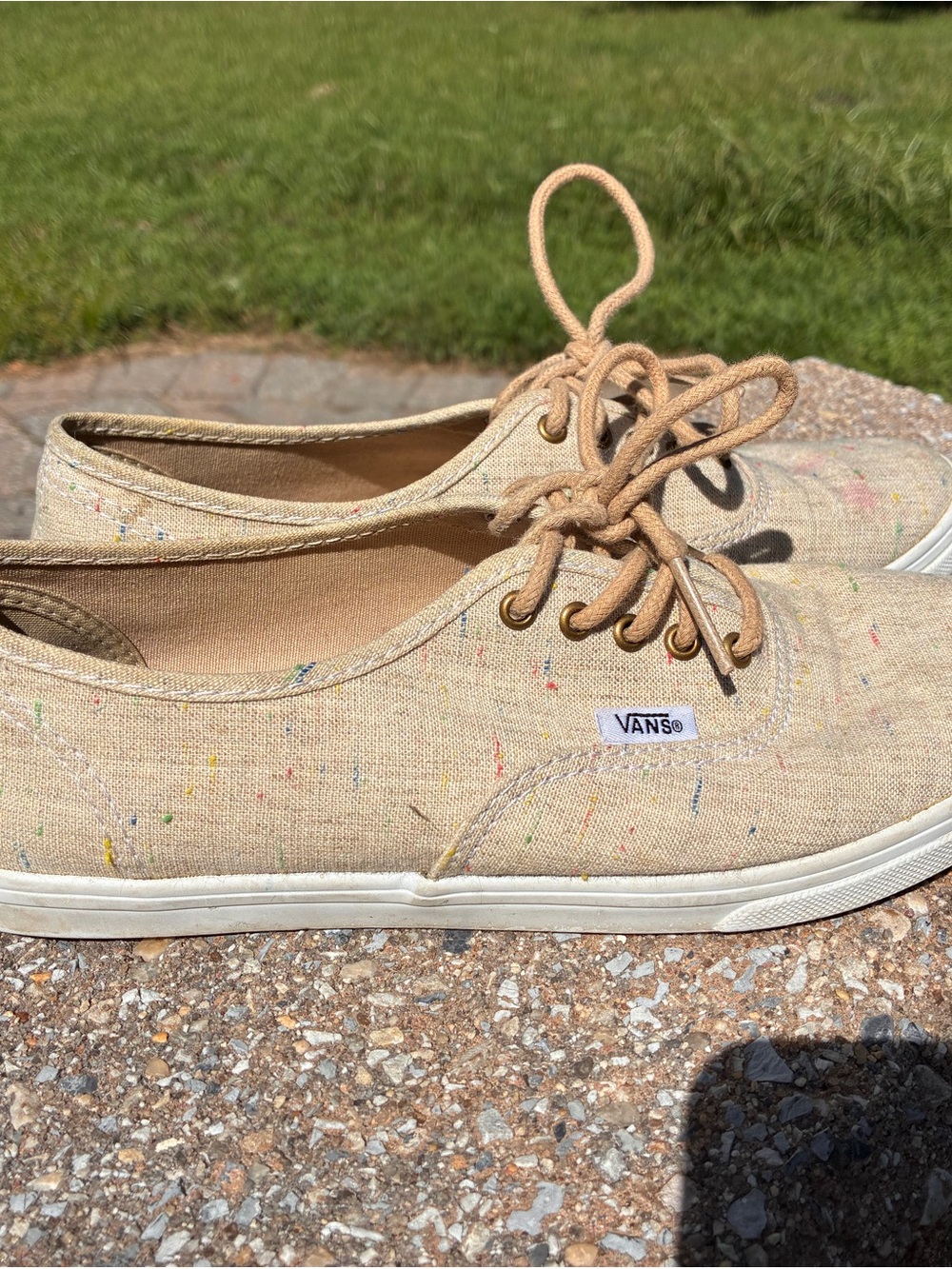 Vans Beige Linen Speckle Canvas Low-Top Sneakers